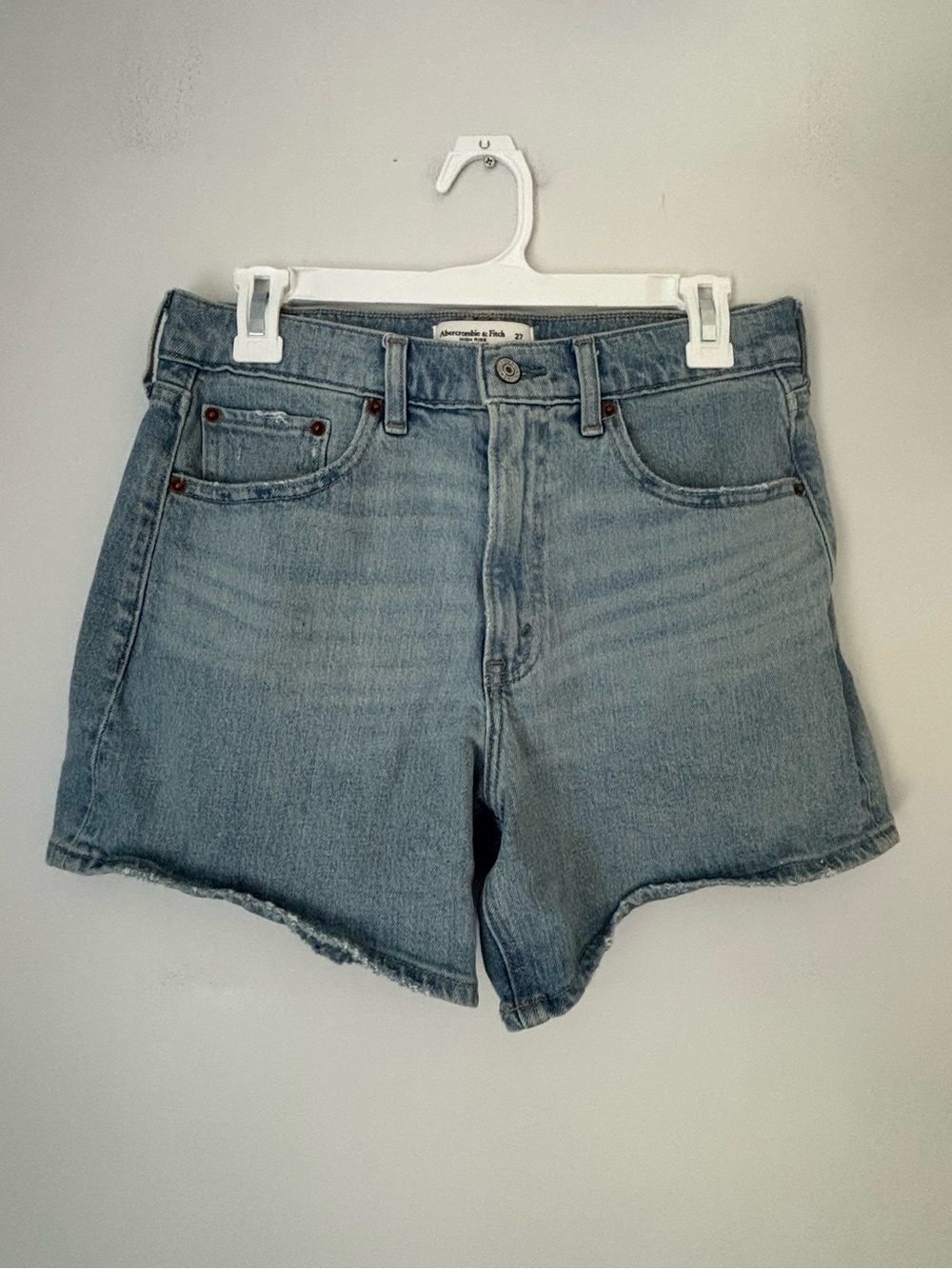 Abercrombie & Fitch High Rise Light Wash Dad Shorts Size 27 - Picture 4 of 8